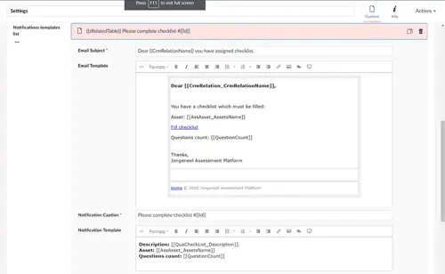 Template emails