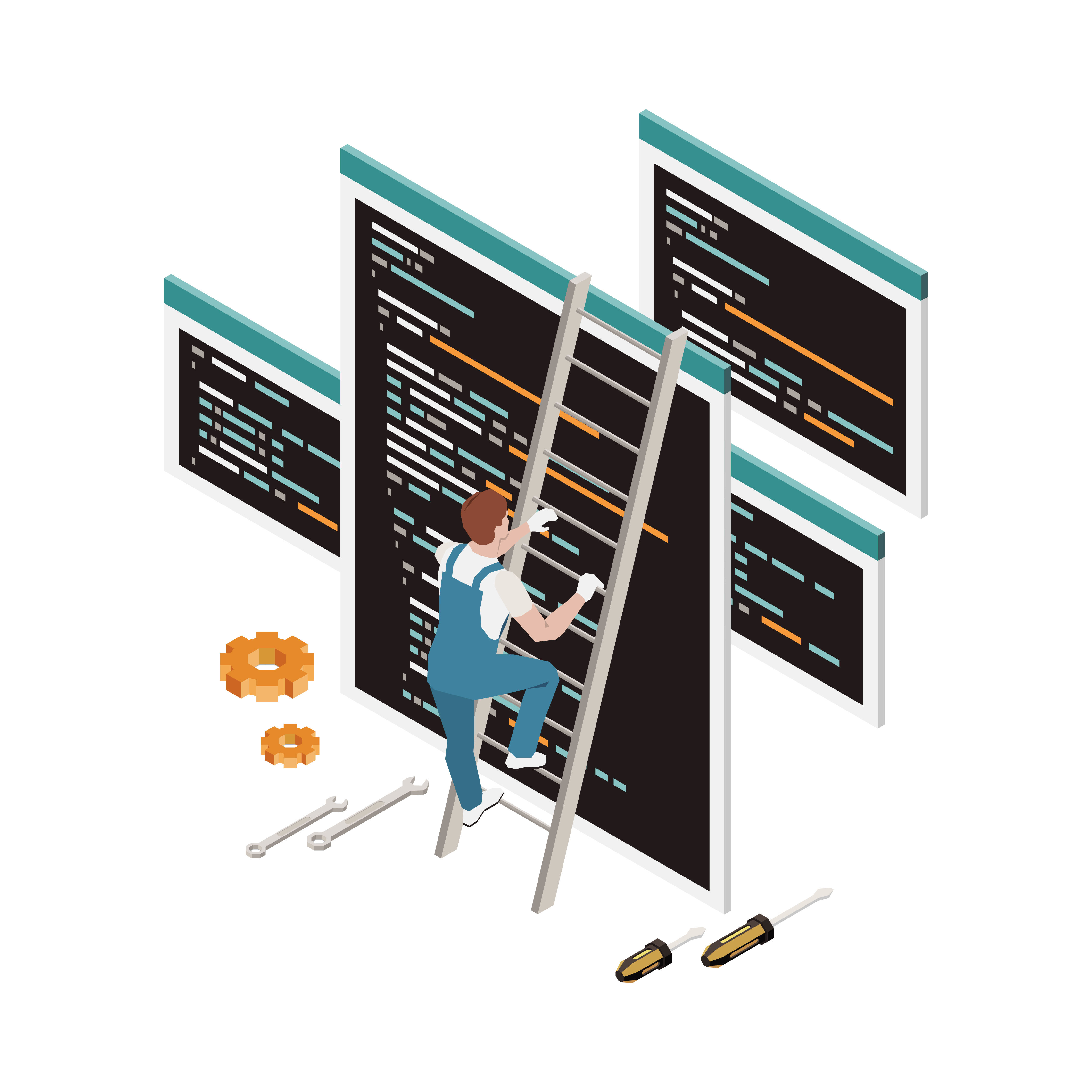 1907.I109.039.P.M004.C30.Programming Development Isometric Icons 12